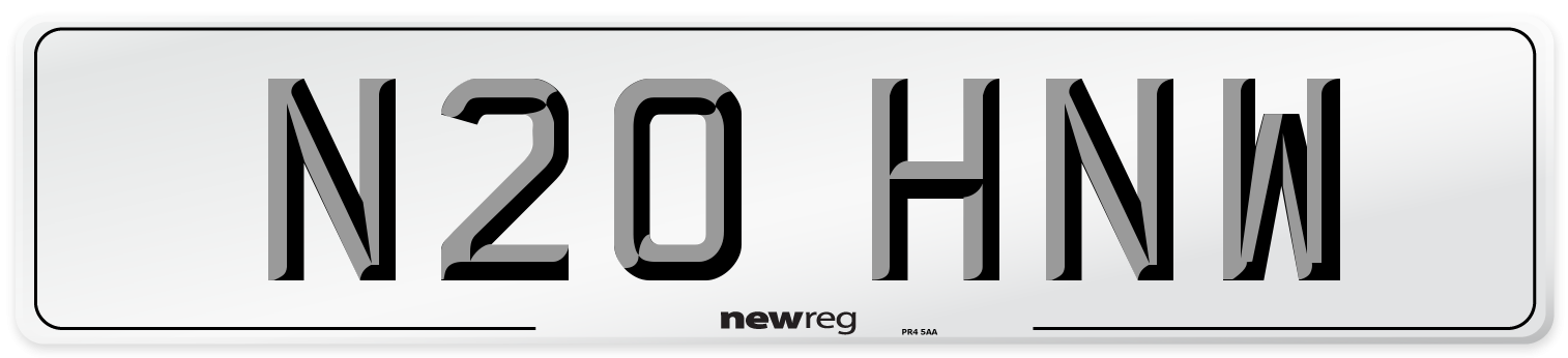 N20 HNW Number Plate from New Reg